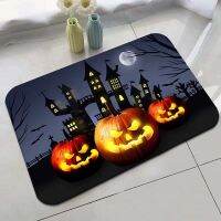 Halloween Horror Pumpkin Castle Entrance Doormat Home Decor Carpet for Living Room Kitchen Hallway Rugs Bathroom Non-slip Mat