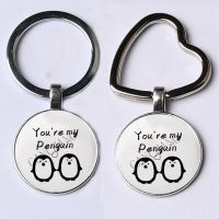 【DT】You Are My Penguin Glass Dome Pendant Heart-shaped Keychain Keyring DIY Jewelry Lovers Birthday Gift hot