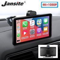 Jansite 7 quot; Car DVR Dashcam 4K Carplay Android Auto Front and Rear Camera Dashboard WIFI Driving Recorder Dual Lens Mirror-link