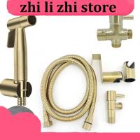 zhilizhi Store Gold Toilet spray bidet sprinklers Muslim Sprayer shower head Hook holder Water hose T valve Douche Handheld WC Bathroom