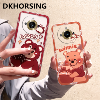 DKHORSING เคสโทรศัพท์สำหรับ Realme 11 / 11 Pro / 11 Pro + กล้องลายหมีสตรอเบอร์รี่ตัวการ์ตูนน่ารักใหม่ปกป้องเคส OPPO Realme11 Pro เคส TPU แบบนิ่มทำจากซิลิโคน