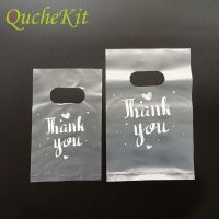 100Pcs Mini Thank You Plastic Gift Bags Plastic Shopping Bags With Handle Wedding Cookie Candy Bag Birthday Christmas Decoration