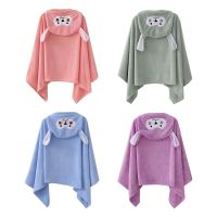 ✳✐▽ Q81A Baby Cartoon Animal Ears Hooded Bath Towel Soft Coral Fleece Super Absorbent Bathrobe Bath Cloth Robe