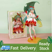 Hatsune Miku 1ชิ้นที่ถือใบไม้สีเขียวทำมือโมเดลเคลื่อนไหวตุ๊กตาขยับแขนขาได้เค้กตกแต่งรถ