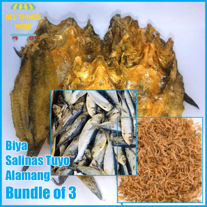 Bundle of 3 Daing na Biya, Salinas na Tuyo & Dried Alamang freshy dried ...