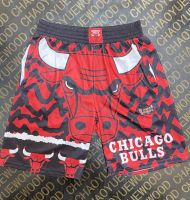 Men S Mitchell &amp; Ness Red Chicago Bulls Hardwood Classics Fadeaway Swingman Shorts กางเกงกีฬาบาสเก็ตบอล