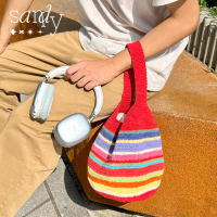 Sandy Handmade Bags งานแฮนด์เมด กระเป๋าถักคล้องแขน ใส่ของได้เยอะ รุ่น Rainbow Pop