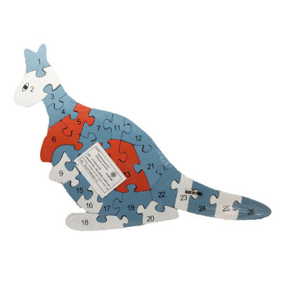 🟢 ของเล่นเด็ก เสริมพัฒนาการสำหรับเด็ก ของเล่นไม้ สำหรับเด็ก จิ๊กซอว์ เรียงเลข ตัวอักษรภาษาอังกฤษ รูปสัตว์ ลายจิงโจ้ Kangaroo Wood Lego Alphabet