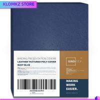 KLOMKZ 50 Sheets เข้าเล่มเข้าเล่ม ปลอกหุ้มเข้าเล่ม พื้นผิวหนังแท้ สีน้ำเงินเนวี่บลู รายงานทางธุรกิจ ที่คลุมพื้นผิวทราย 50แผ่นค่ะ ครอบคลุมการนำเสนอ บ้านในบ้าน