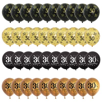 40Pcs Black Gold 30 40 50 60 Year Birthday Latex Balloons For Adult 40th Birthday Party Decor Women Men 30th Anniversary Supplie Balloons