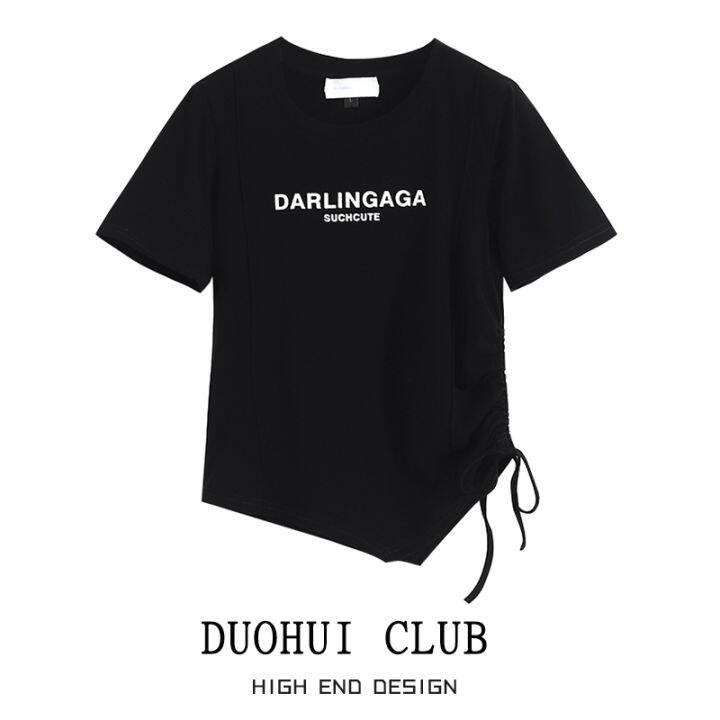 duohui-ไซส์ใหญ่-m-l-xl-2xl-3xl-4xl-เสื้อเชิ้ตแขนสั้น-สีดำ-สีขาว-สีน้ำตาล-คอกลม-รัดรูป-ใส่สบายๆ-แฟชั่น-เสื้อยืดหญิง-เสื้อยืด-ผญสวย-ๆ-เสิ้อยืดผญ