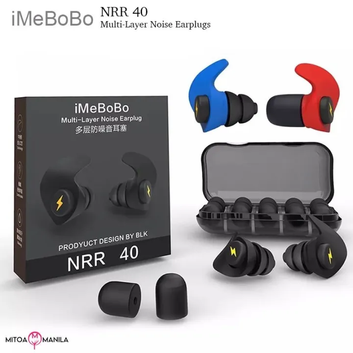 Imebobo NRR 40 Ear Plugs Sleep Silicone Black Soundproof Soft Foam