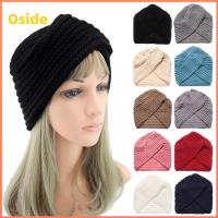 OSIDE ใหม่ ฤดูใบไม้ร่วงฤดูหนาว อบอุ่น เซ็นเตอร์ครอส โบว์ Bandanas ถักหมวกผ้าโพกหัว ที่คาดผมผ้าโพกหัว ผ้าพันคอผม