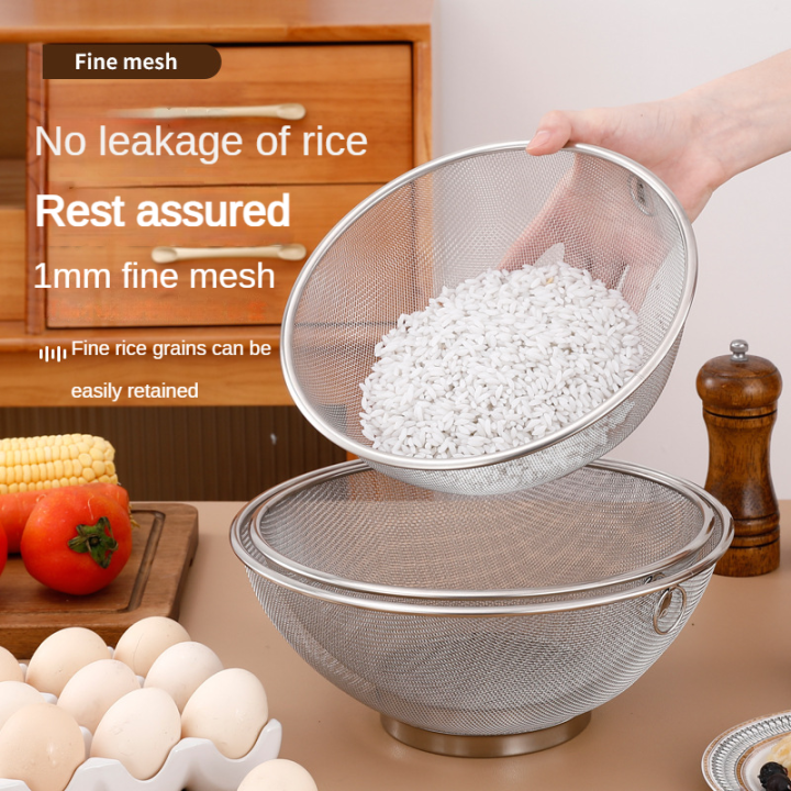 Strainer Basket Rice Mesh Colander Bowl Washing Kitchen Fine Fruit