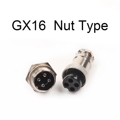 ☌❀✵ 1set GX16 Nut Type Male Female Electrical Connector 2/3/4/5/6/7/8/9/10 Pin Circular Aviation Socket Plug Wire Panel Connector