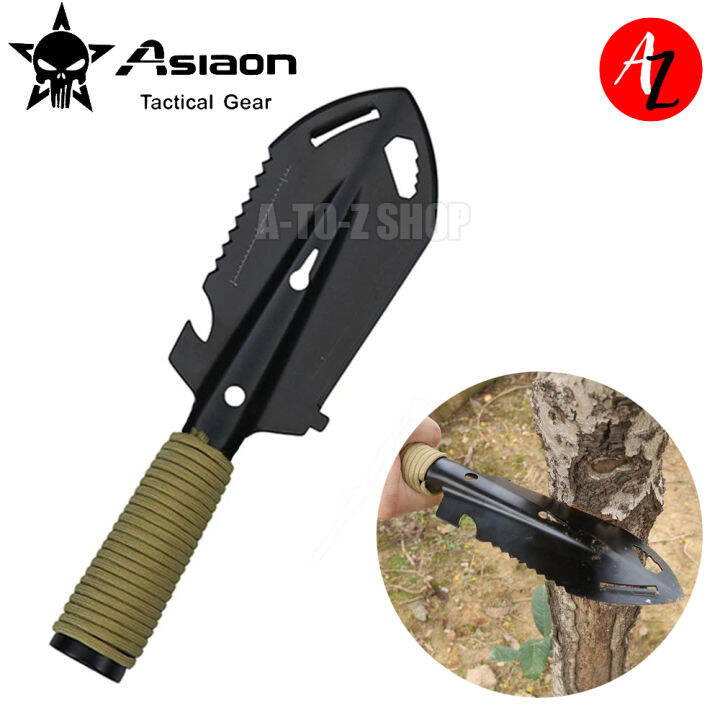 ASIAON 6 in 1 Multifunctional Steel Garden Tactical Mini Shovel Multi