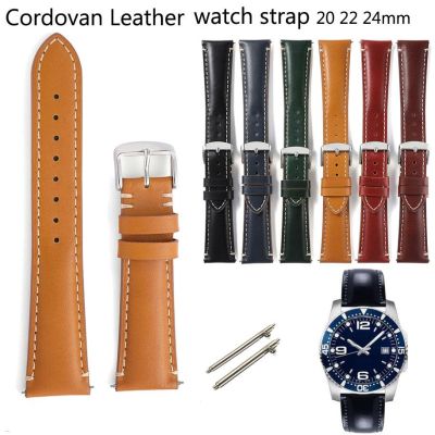 Genuine Cordovan Leather Watch Strap 20mm 22mm 24mm Universal Replacement Wrist Watch Band Quick Release Pin Buckle Bracelet