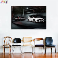 โปสเตอร์พิมพ์ผ้าใบรถยนต์ FAY-Honda Civic รูปภาพศิลปะบนผืนผ้าใบสำหรับติดกำแพงพิมพ์โปสเตอร์ใช้สำหรับของตกแต่งบ้าน