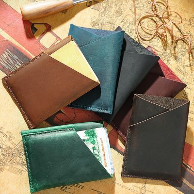 Moterm Handmade Cowhide Credit Card Holder Genuine Crazy Horse Leather Mini Coin Purses Card Holders Vintage Design Sell in Bulk Card Holders