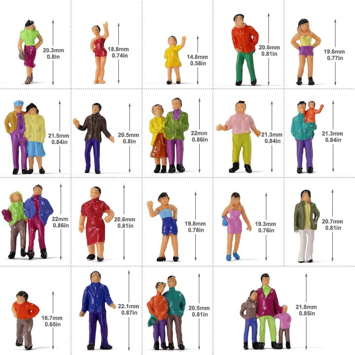 100pcs-ho-scale-painted-figures-people-model-scale-1-87-model-train-passengers-assorted-pose