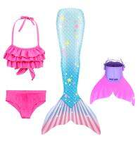 Mermaid Tail Swimsuit with Fin for Kids Girls Holiday Dress Costume Bathing Suit 2020 NEW Arrival Rainbow Pink Color