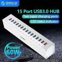 ORICO A3H13P2-SV Aluminum 13 Ports Multi USB3.0 HUB Splitter with 2 Charging Ports 5V2.4A Super Charger / 5V1A Universal Silver