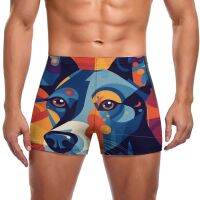 Dog Swimming Trunks Abstraction Illustration Custom Stay-in-Shape Swim Boxers Beach Large Size Men Swimsuit Swimwear