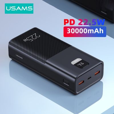 USAMS 30000mAh Power Bank 22.5W/65W Type C PD QC Fast Charge Powerbank Portable External Battery Charger For Phone Laptop Tablet ( HOT SELL) tzbkx996