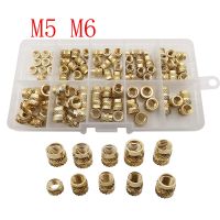 ◐ 90Pcs/Box M5 M6 Brass Hot Melt Inset Nuts Assortment Kit M5 M6 Thread Knurled Threaded Inserts Embedment Nut Set