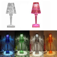 Ranpo Dimmable Diamond Table Lamp USB Touch Sensor อะคริลิคตกแต่งโคมไฟตั้งโต๊ะสำหรับห้องนอนบาร์โคมไฟคริสตัลของขวัญ LED Night Light