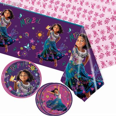 ☞✜○ Disney Cartoon Encanto Party Supplies Paper Plates Tablecloth Cups Balloons Mirabel Theme Baby Shower Birthday Party Decoration
