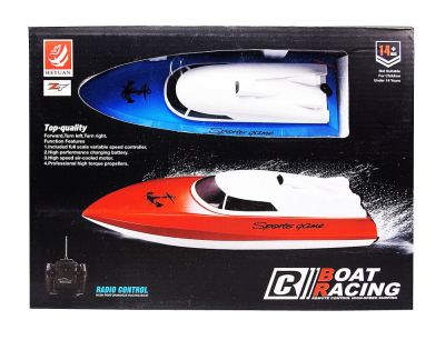 ZT 49MHz Realistic Yacht Toy RC High Performance Racing Boat High-Speed Surfing เรือ แข่ง บังคับวิทยุ (สีฟ้า)