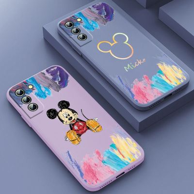 Mickey Mouse Bright Funda Back Phone Case For Samsung Galaxy S22 S21 S20 FE S10 Note 20 10 Ultra Lite Plus Liquid Rope Cover