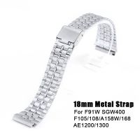 for Casio F-91W 18mm Stainless Steel Watchband for SGW400 F91W F84 F105/108/A158W/168 AE1200/1300 Vintage Steel Wrist Bracelet Straps