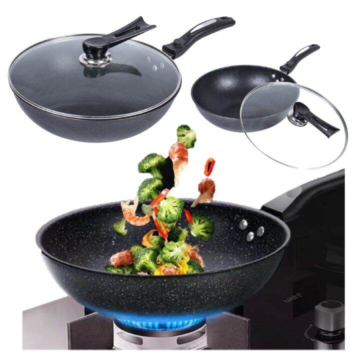 Stainless Steel Wok NonStick Pan For Gas stoves, Induction Cooker With