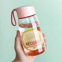【jw】✓■  Small Plastic Juice Bottles Transparent Drinking Bottle with Rope Cup 380ML