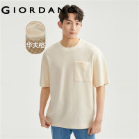 GIORDANO Men T-Shirts Solid Color Pocket Simple Basic Tee Summer Short Sleeve Crewneck Loose Casual Waffle Tshirts 13023304 nj