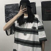 Preppy style unisex T-shirt 2020 summer new Korean oversize short-sleeved T-shirt female Harajuku all-match striped student top