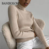 BANJEOLON คาร์ดิแกนสีทึบ คาร์ดิแกนคอเต่า คาร์ดิแกนหลวม เสื้อผู้หญิง BAN202