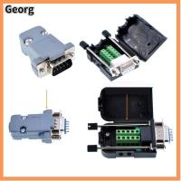 GEORG พอร์ต COM 485 DB9ปลั๊กตัวเชื่อมต่อ D-Sub RS232 Serial พร้อมเปลือกพลาสติก ซ็อกเก็ตพอร์ตตัวเมียตัวผู้ ขั้วต่อปลั๊กคอม ถอดออกได้ ช่องเสียบแจ็ค9ขา สายเคเบิลสายไฟ