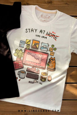 " Stay at Doi , stay calm " t-shirt collection เสื้อยืดสีออฟไวท์ ลายเล่นหุ้นบนดอย