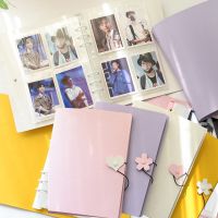 3inch Leather Photo Album with 200 Pockets Cute Flower Binder Cover Large Capacity Fillable Inner Pages Idol Photocards Postcard Collect Book