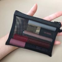 Casual Zipper Toiletry Wash Bags Black Make Up Transparent Mesh Makeup Case Organizer Storage Pouch Women Travel Cosmetic Bag
