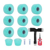 8 Piece Skate Wheel Set with Toe Plugs, 58Mm X 32Mm, 82A Outdoor/Indoor Skate Wheel