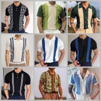 Summer 2023 Mens Luxury Clothing Knit Short Sleeve Polo Shirt Casual Streetwear Lapel Button Down Cardigan Breathable Tops Towels