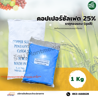 คอปเปอร์ซัลเฟต 25% ธาตุทองแดง จุนสี (ไต้หวัน) บรรจุ 1 กิโลกรัม