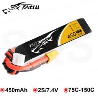 【The-Best】 Rokomari Fashion House TATTU Lipo 7.4V 450MAh Lipo 2S 75C XT30 RC ปลั๊กสำหรับโดรนขนาดเล็กโดรนสี่ใบพัด UAV รถ RC FPV ขนาด