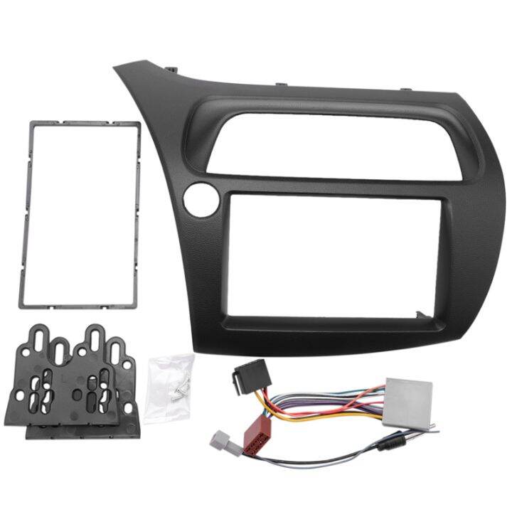 for-honda-civic-double-din-fascia-radio-dvd-stereo-cd-panel-dash-mounting-installation-trim-kit-face-frame-bezel-with-wire-harness