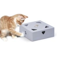 【WNING small pet】Mewoofun ของเล่นลูกแมวของเล่นแมวแบบโต้ตอบ,สำหรับแมวในบ้านรุ่นแบตเตอรี่ Peek-A-Boo เล่นแอมป์ขนนกอิเล็กทรอนิกส์อัตโนมัติ