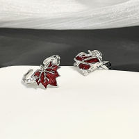 Red Enamel Lucky Design Small Open Ring Love Maple Leaf Personalized Folding Open Ring Girl YNXR